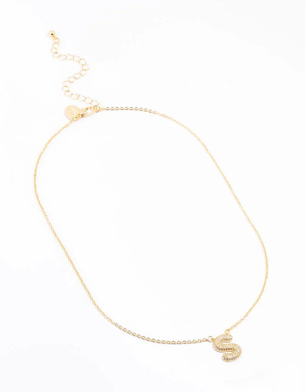 Gold Plated Pave Letter S Necklace - Image 2