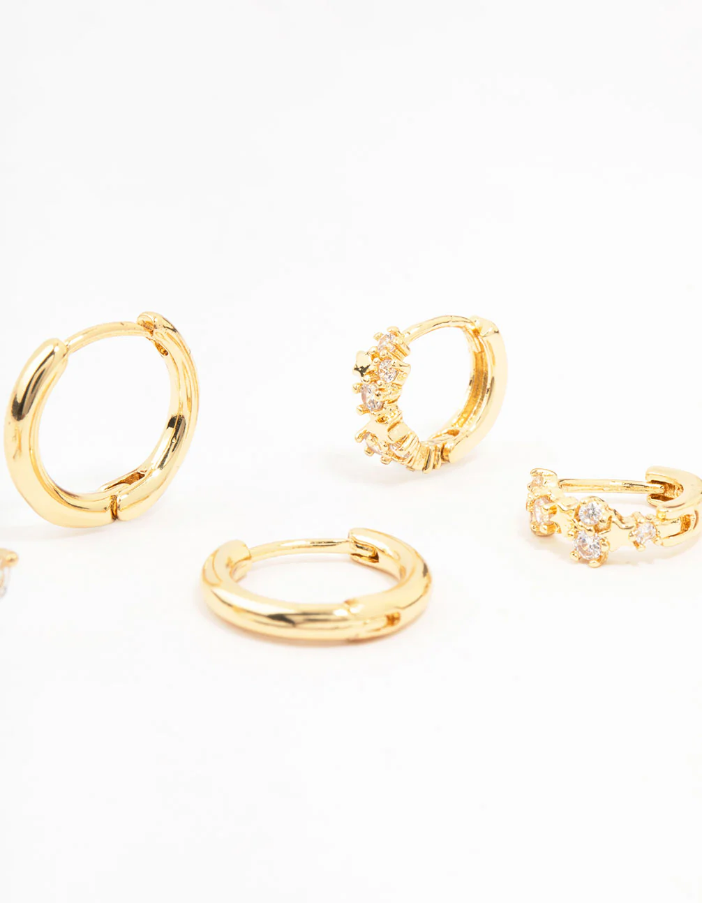 Gold Plated Brass Pave Star & Butterfly Earrings 4-Pack - Image 3