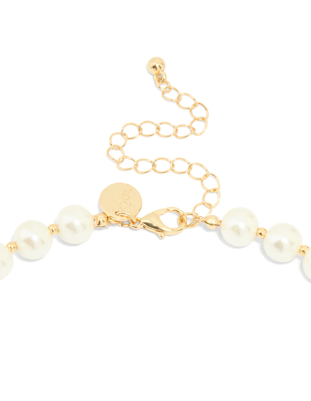 Gold Plated Pearl & Ball Alternating Necklace - Image 3