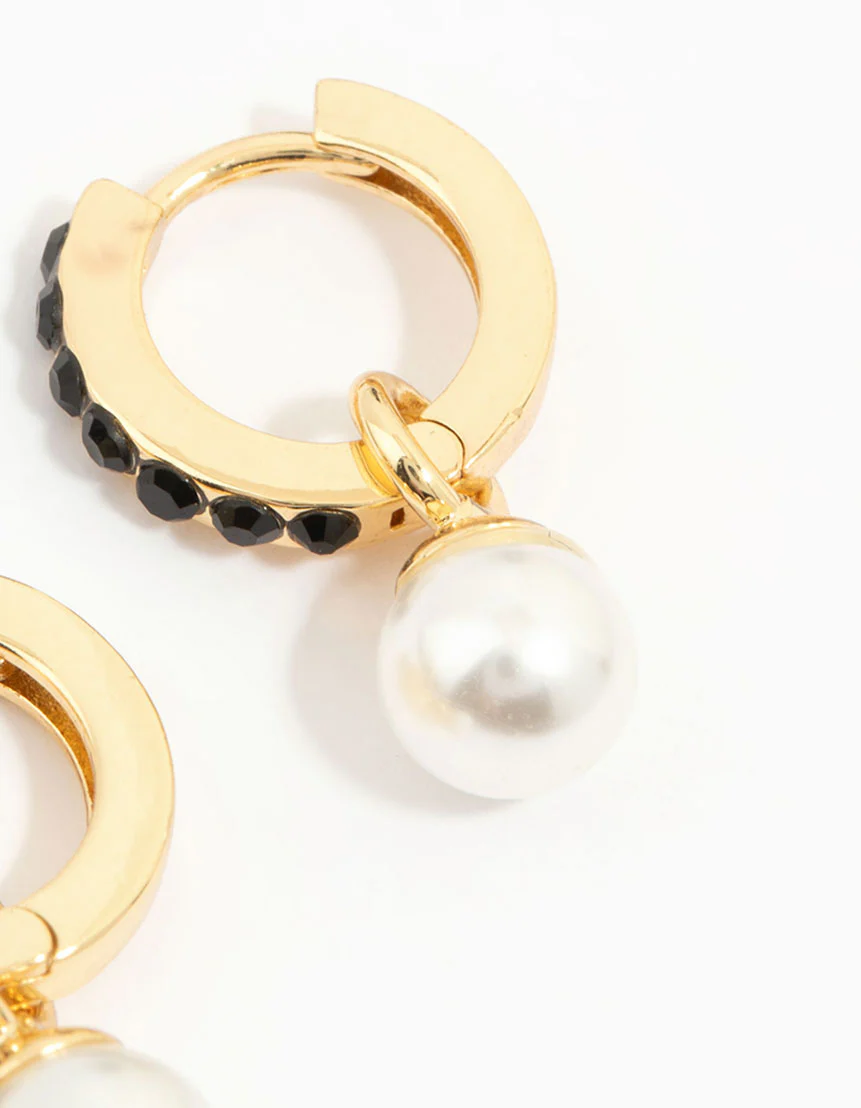 Gold Plated Pearl & Butterfly Earrings 3-Pack - Image 3