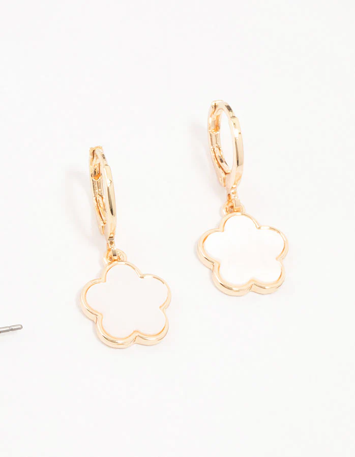 Gold Pearl & Flower Earrings 4-Pack - Image 3