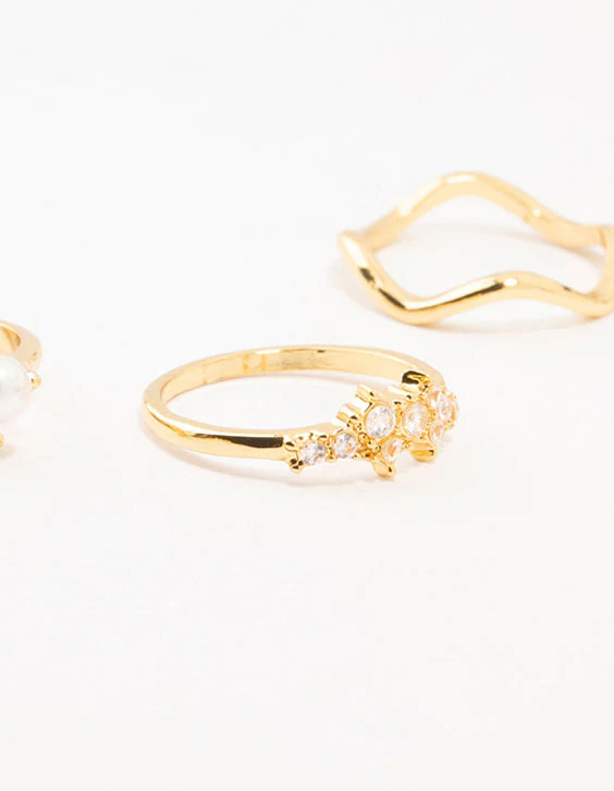 Gold Plated Pearl Cluster Rings 6-Pack - Image 3