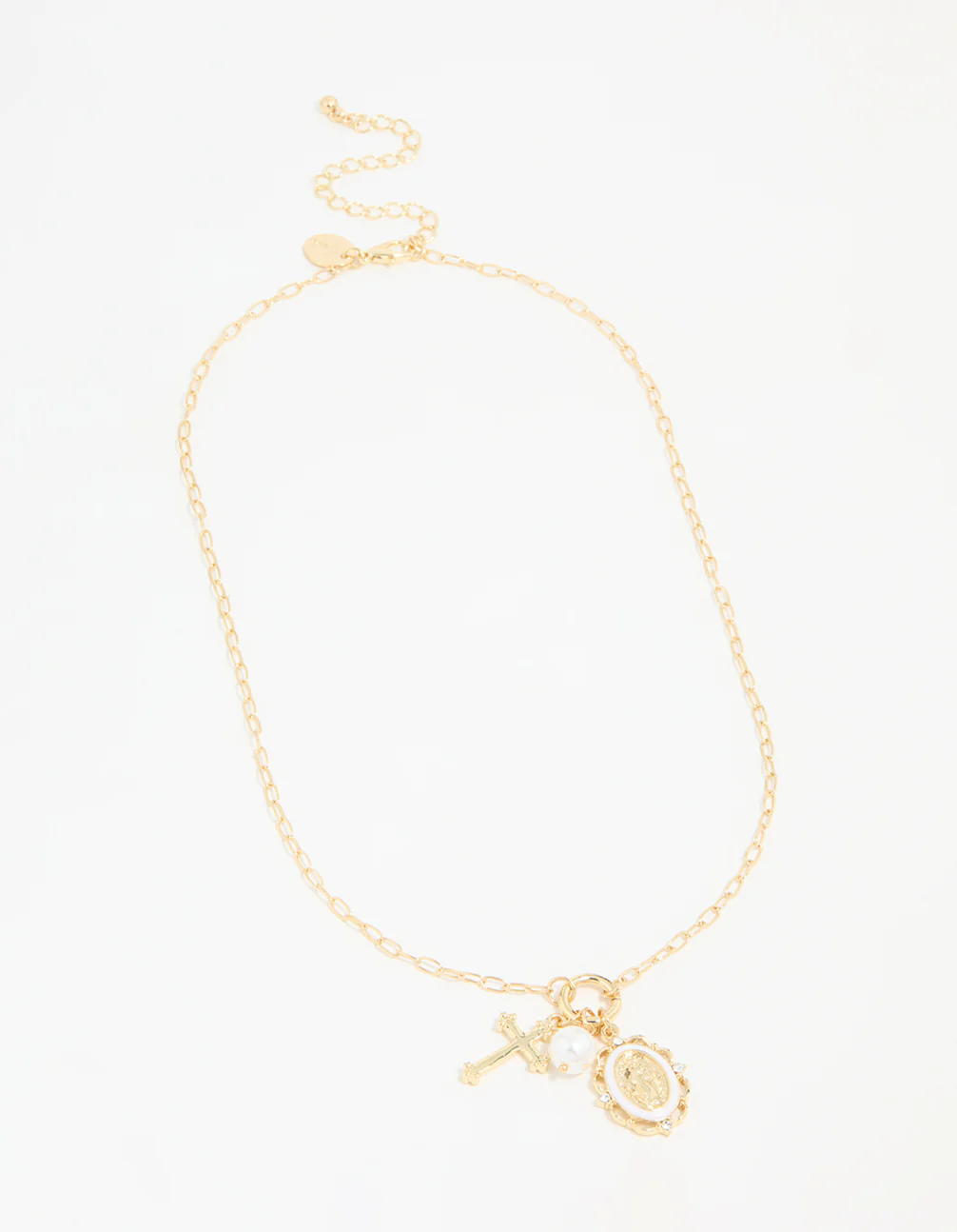 Gold Plated Pearl Cross Necklace - Image 4