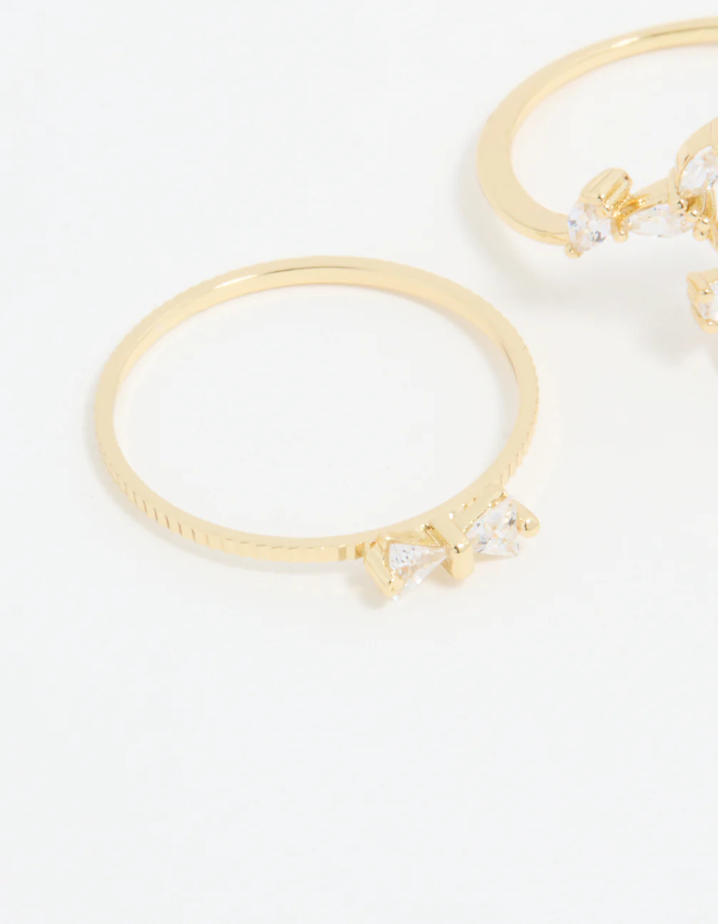 Gold Plated Pearl Flower & Bow Rings 3-Pack - Image 2