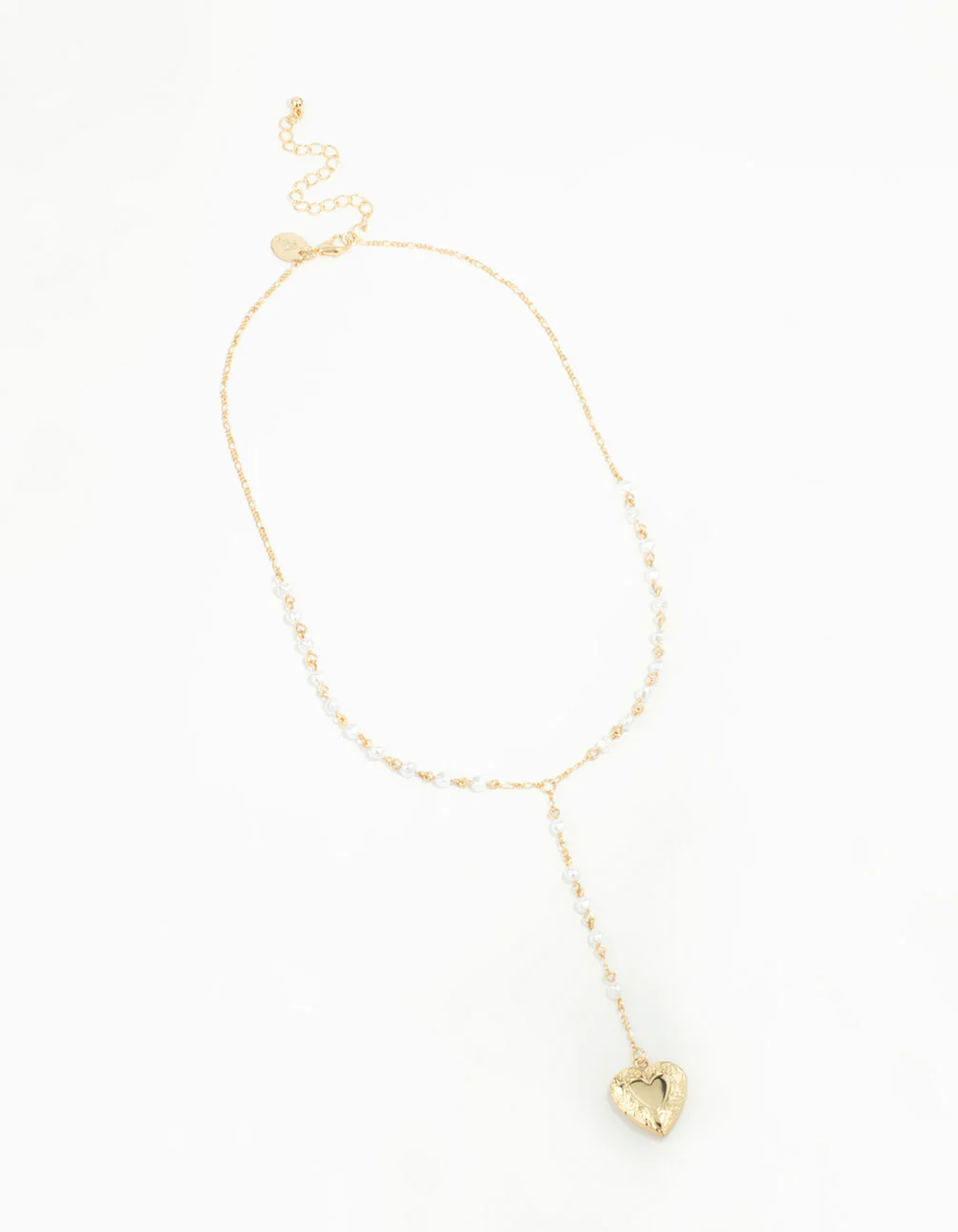 Gold Plated Pearl Heart Locket Necklace - Image 2