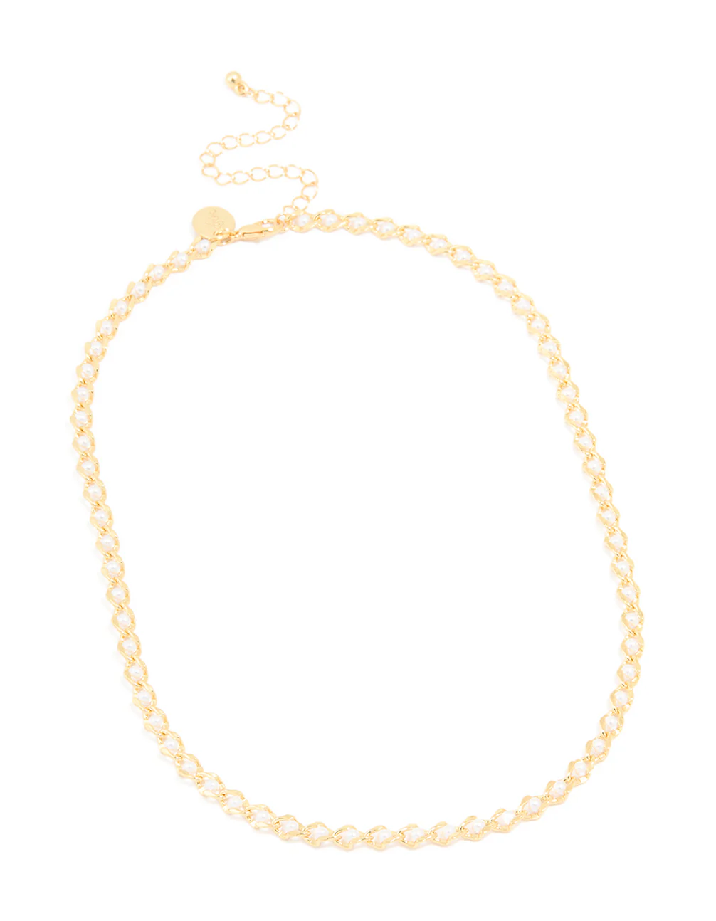 Gold Plated Pearl Inlay Chain Necklace - Image 4
