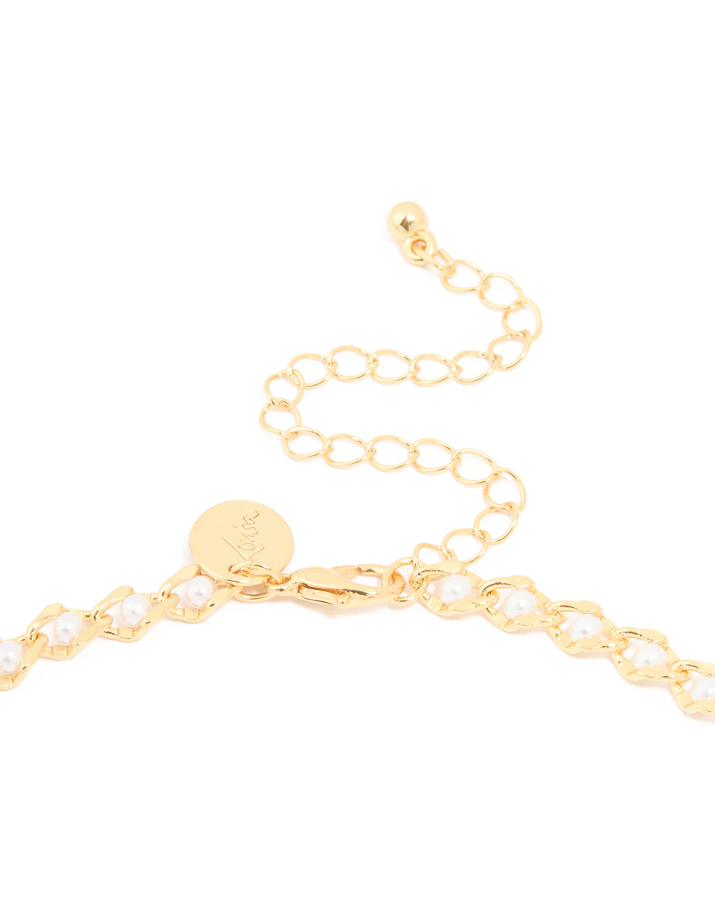 Gold Plated Pearl Inlay Chain Necklace - Image 5