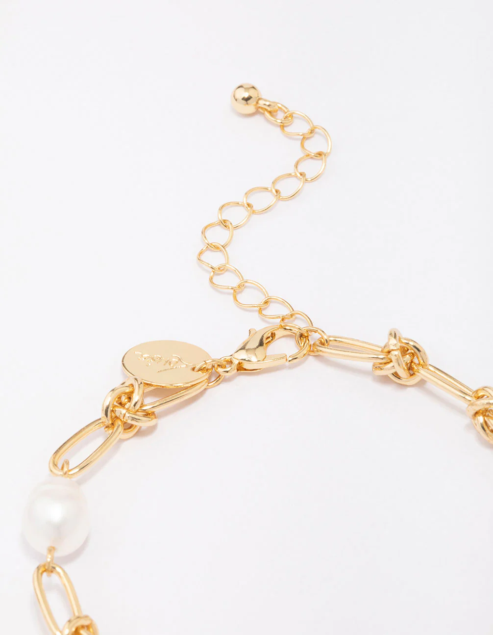 Gold Plated Pearl & Knotted Bracelet - Image 3