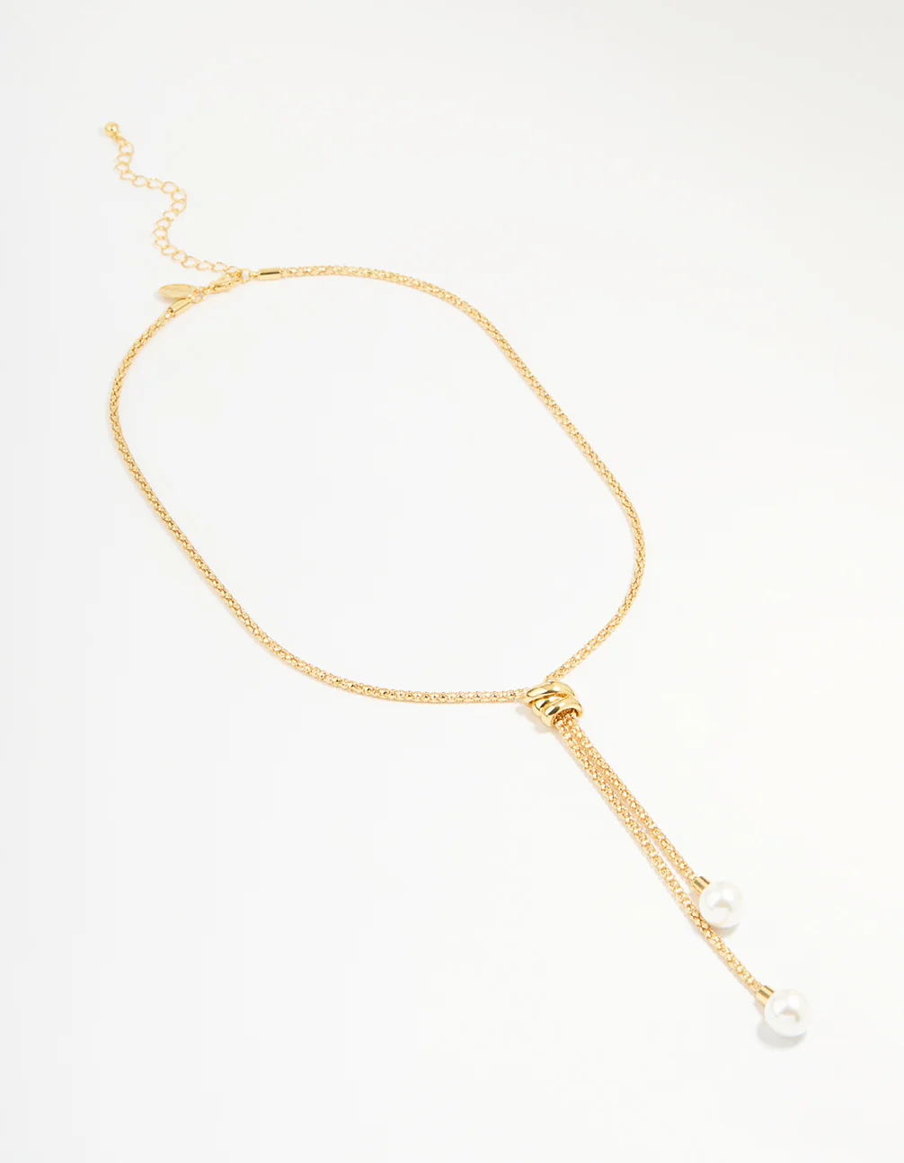 Gold Plated Pearl Lariat Adjustable Necklace - Image 2