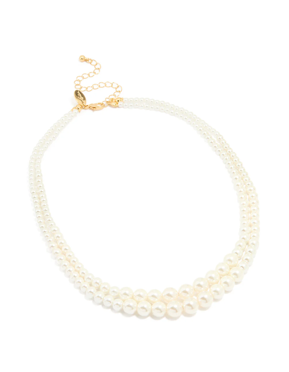 Gold Plated Pearl Layered Strand Necklace - Image 2