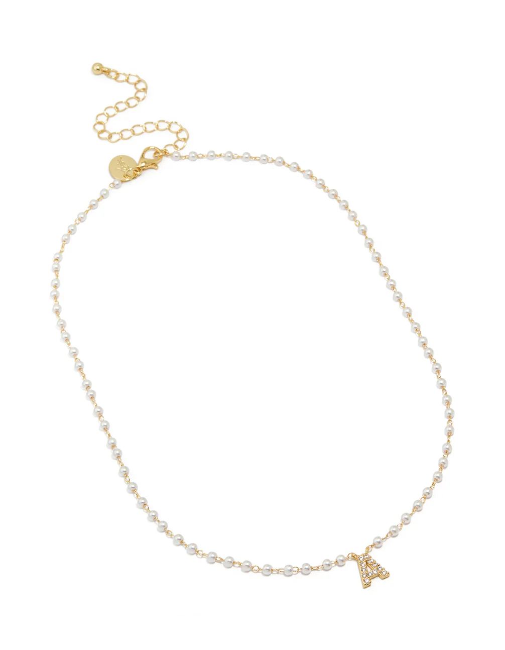 Gold Plated Pearl Letter A Necklace - Image 2