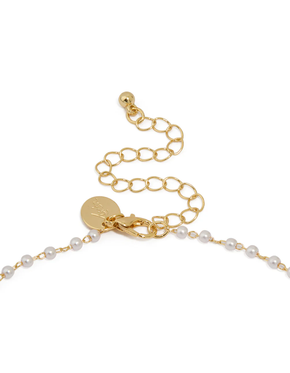 Gold Plated Pearl Letter E Necklace - Image 3