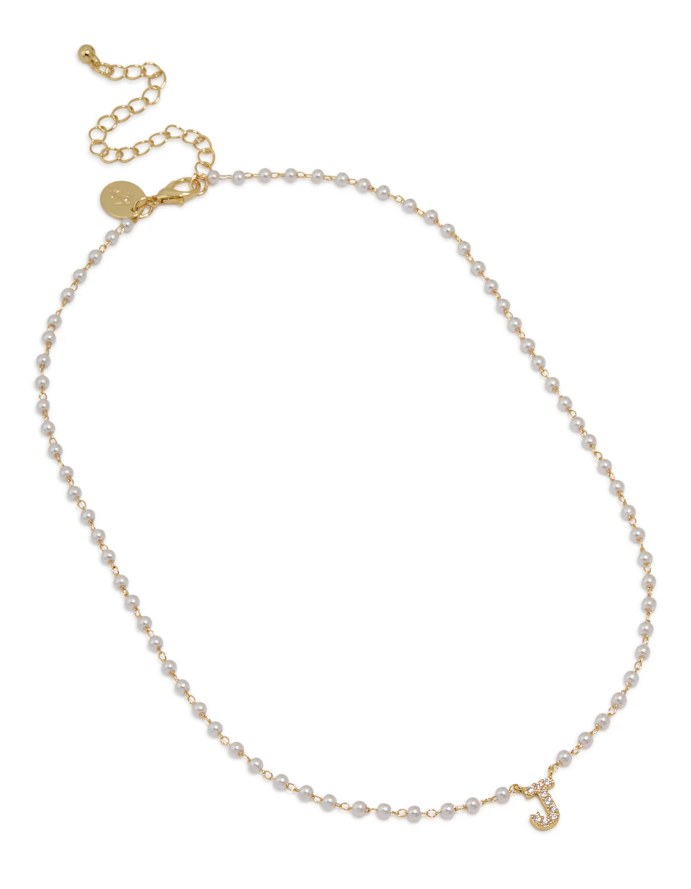 Gold Plated Pearl Letter J Necklace - Image 2
