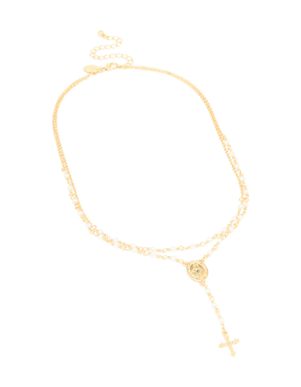 Gold Plated Pearl Mary Pearl Y-Necklace 2-Pack - Image 2