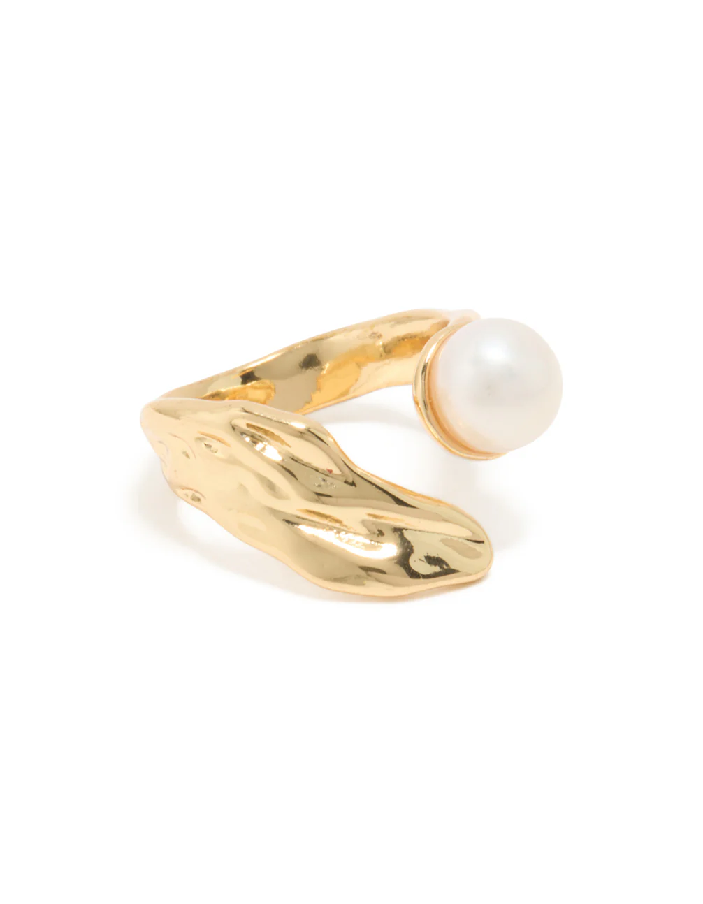 Gold Plated Pearl Open Textured Ring - Image 2