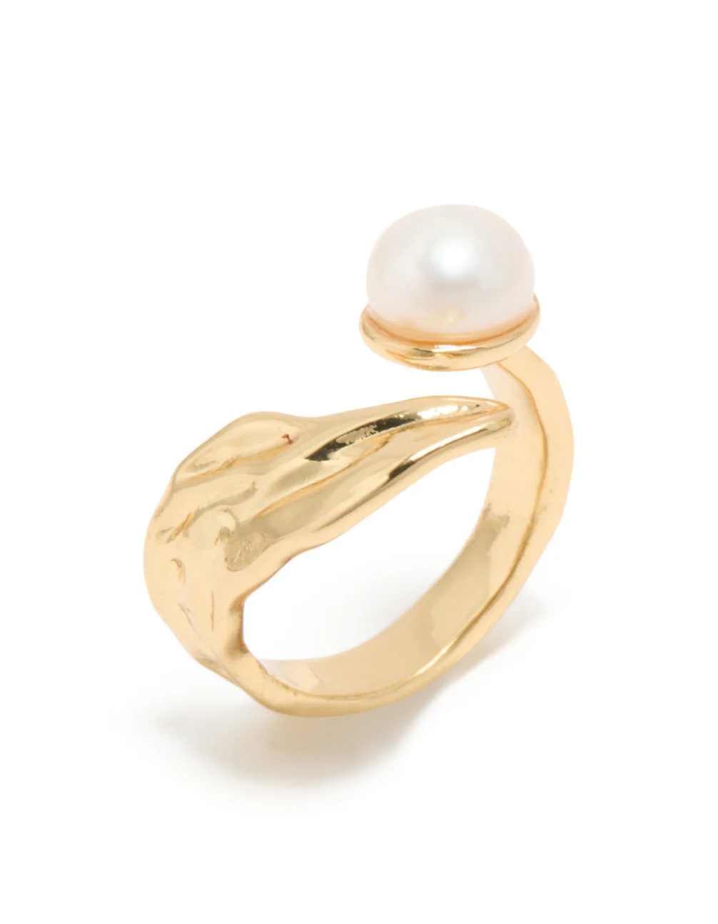 Gold Plated Pearl Open Textured Ring - Image 4
