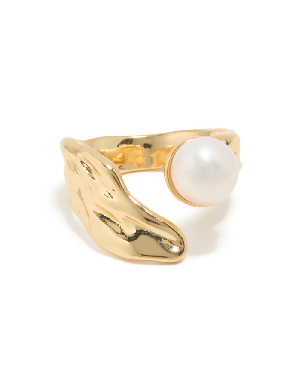 Gold Plated Pearl Open Textured Ring - Image 5
