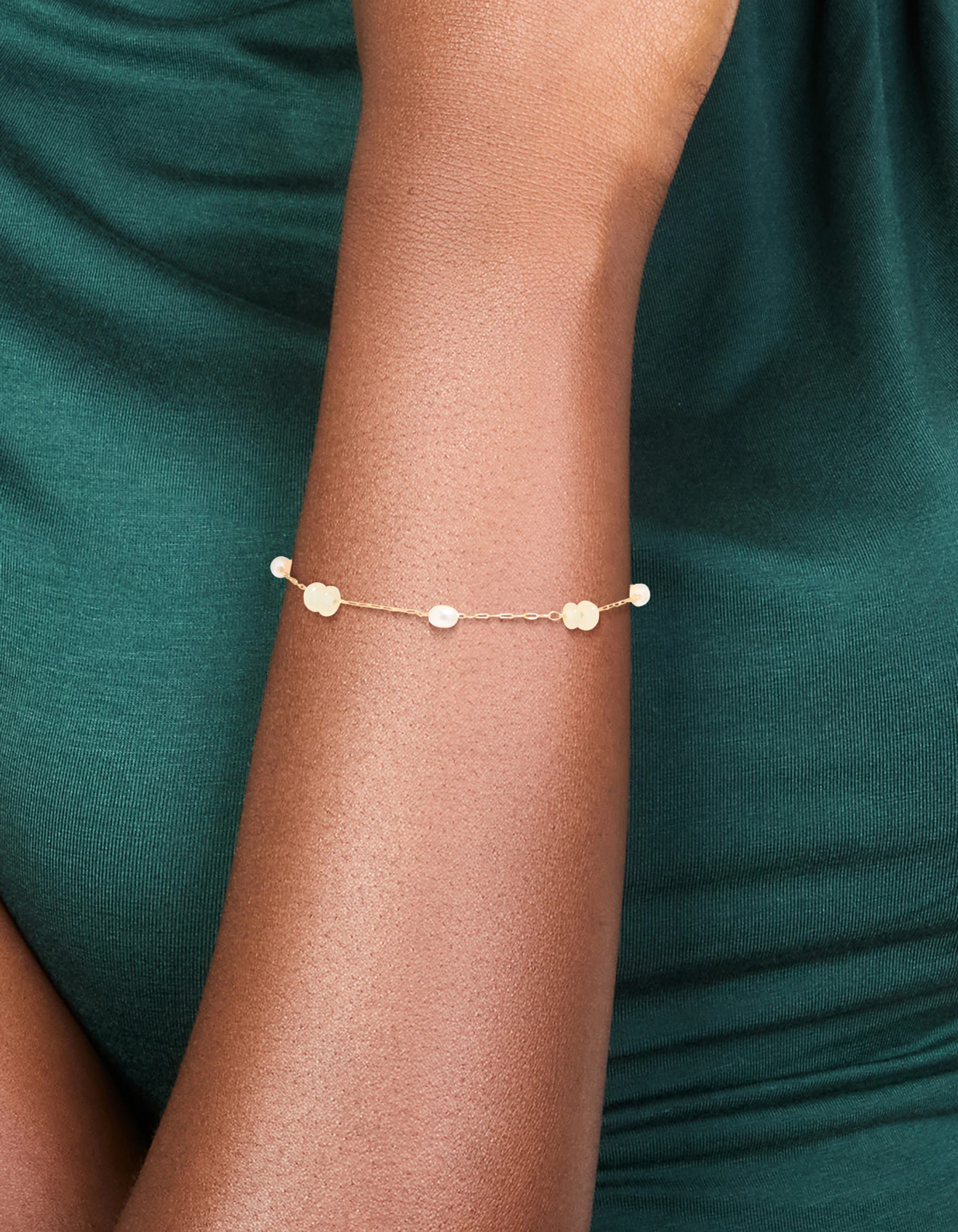 Gold Plated Pearl & Semi Precious Stone Bracelet - Image 2
