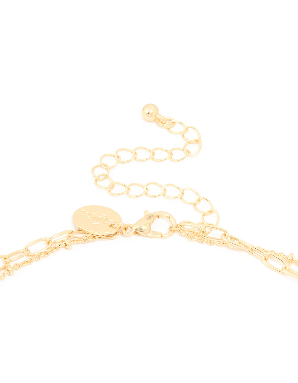 Gold Plated Pearl Semi Precious Stones & Heart Charm Layered Necklace - Image 3