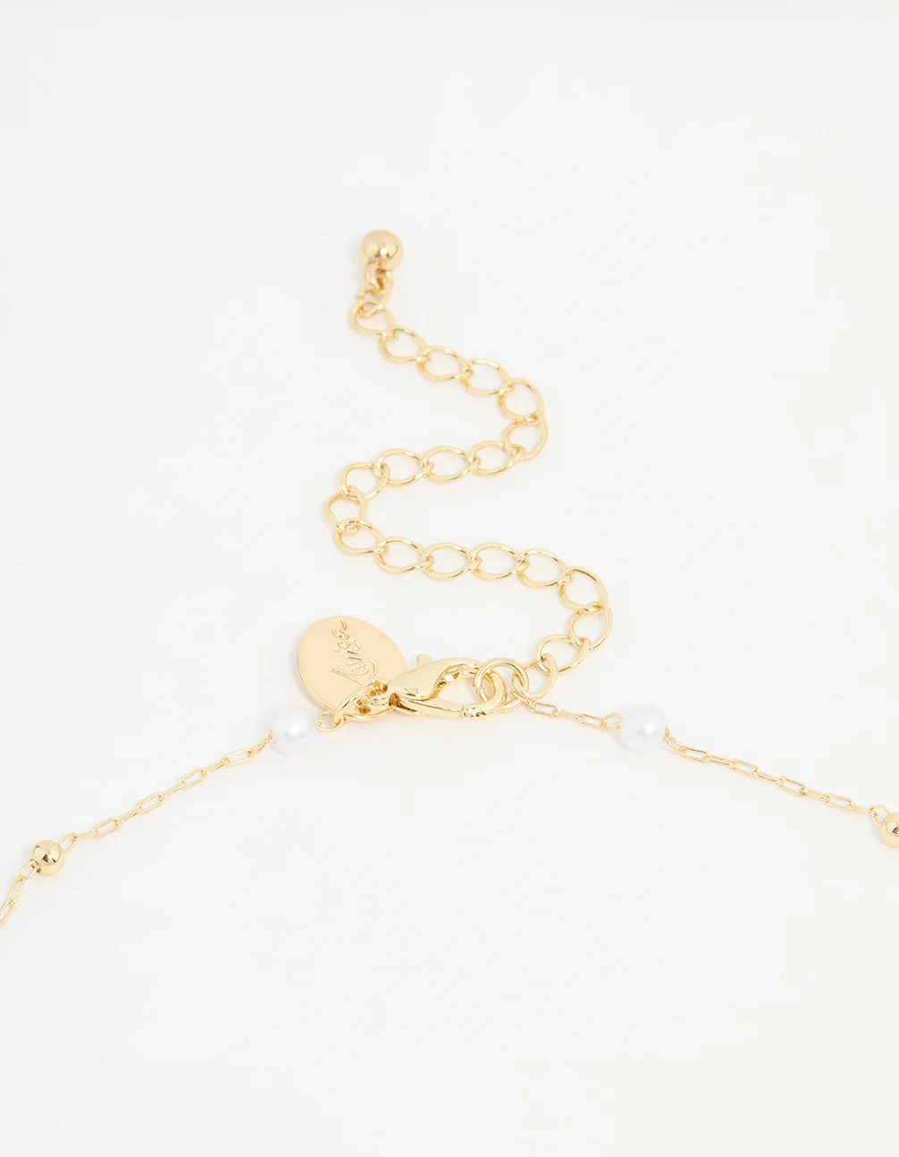 Gold Plated Pearl Station Cross Necklace - Image 5