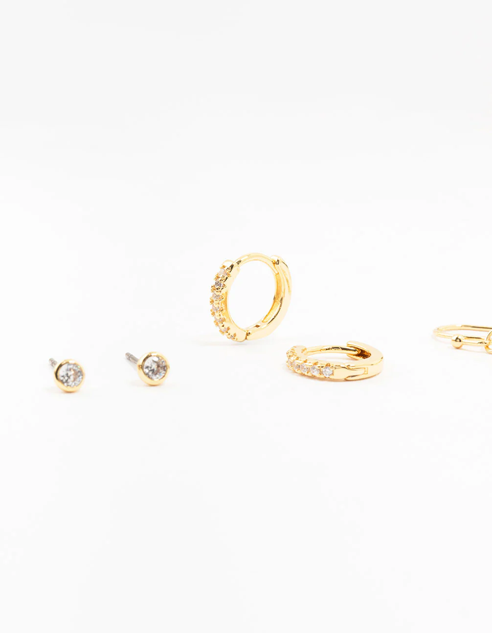 Gold Plated Brass Pearl Stud & Drop Earrings 4-Pack - Image 2