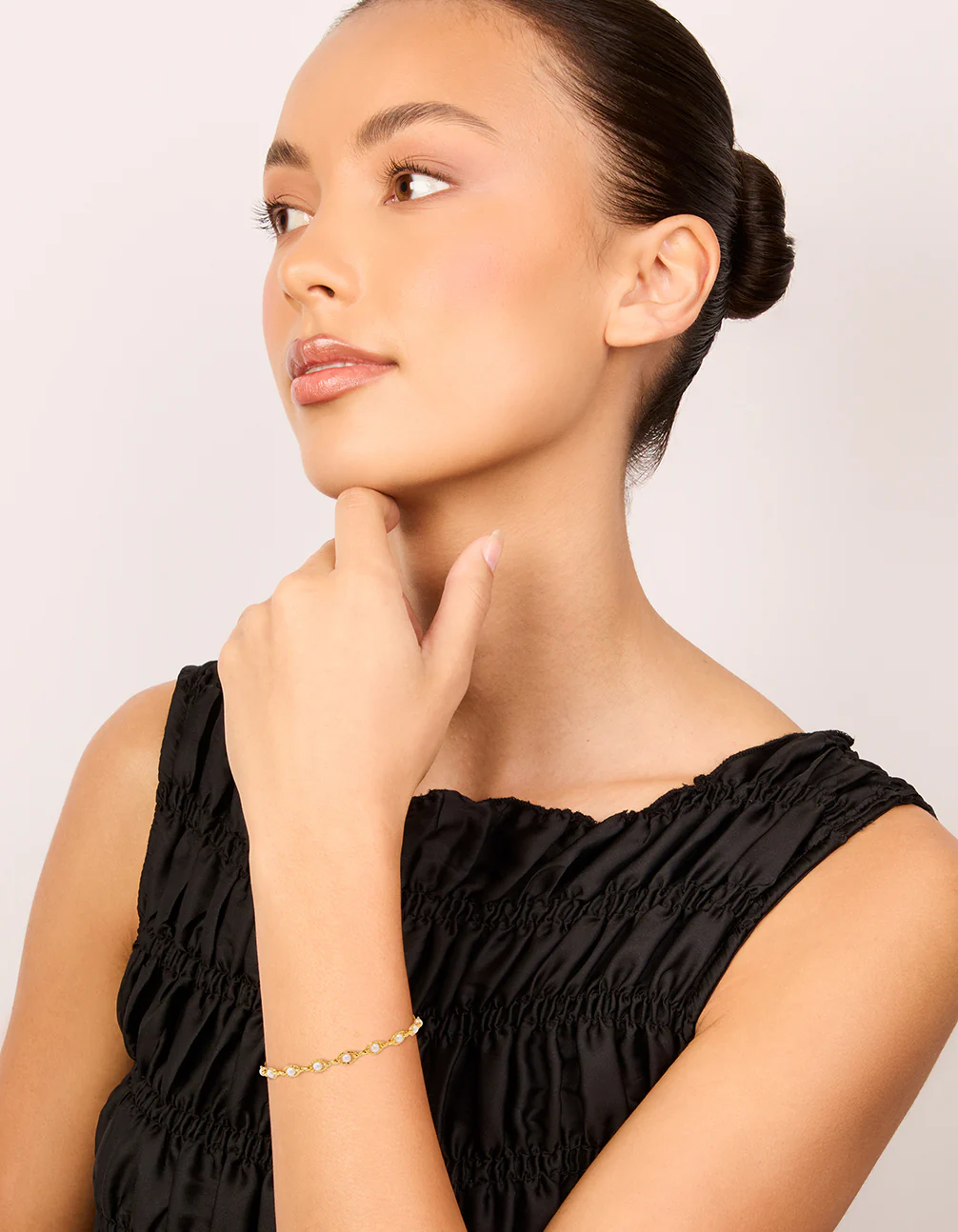 Gold Plated Pearl Twisted Toggle Bracelet - Image 3