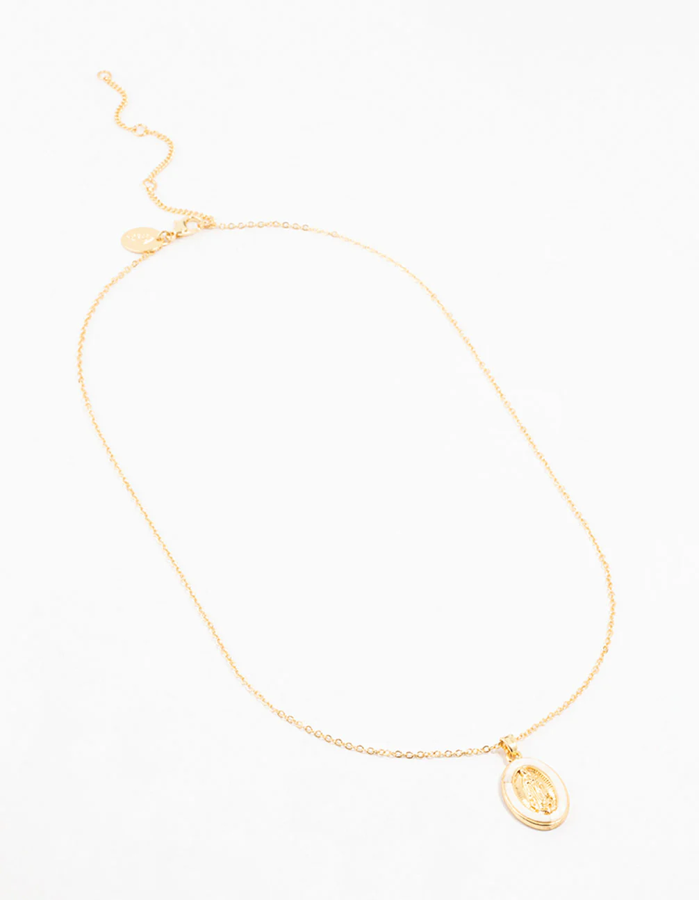 Gold Plated Pearlescent Mary Necklace - Image 2