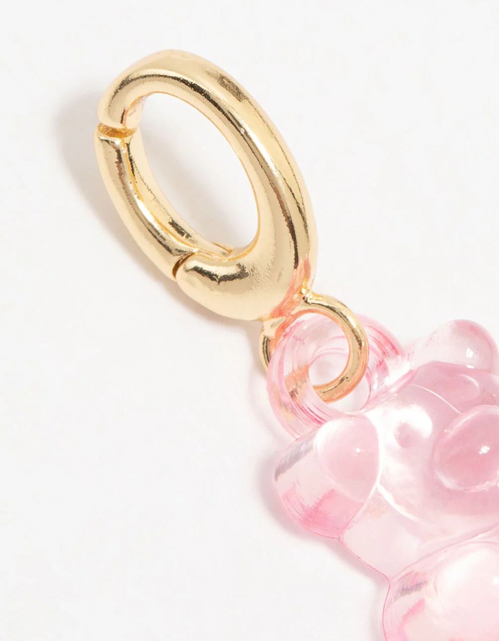 Gold Plated Pink Acrylic Gummy Bear Charm - Image 2