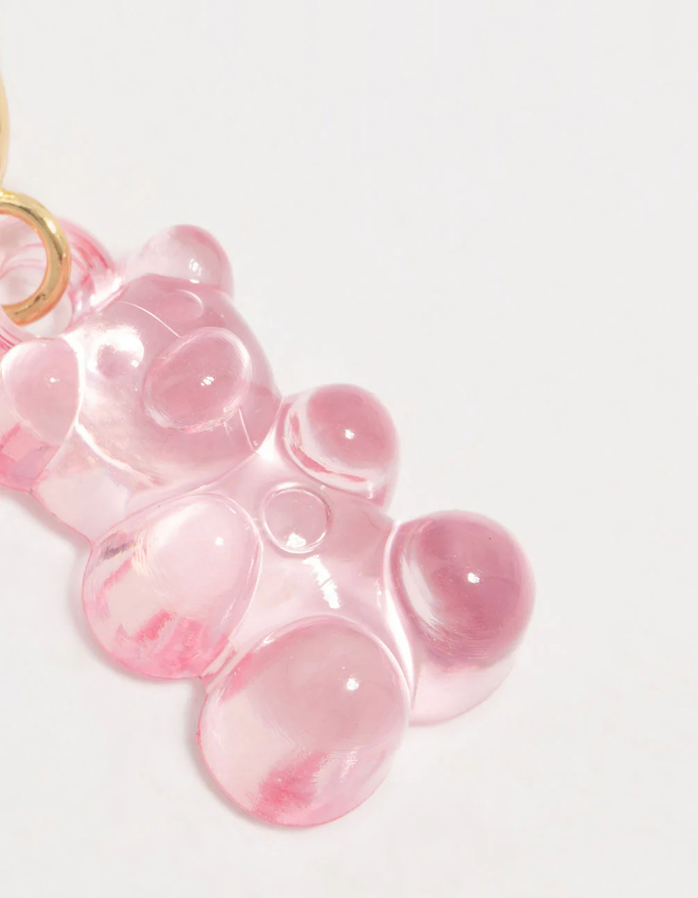 Gold Plated Pink Acrylic Gummy Bear Charm - Image 3