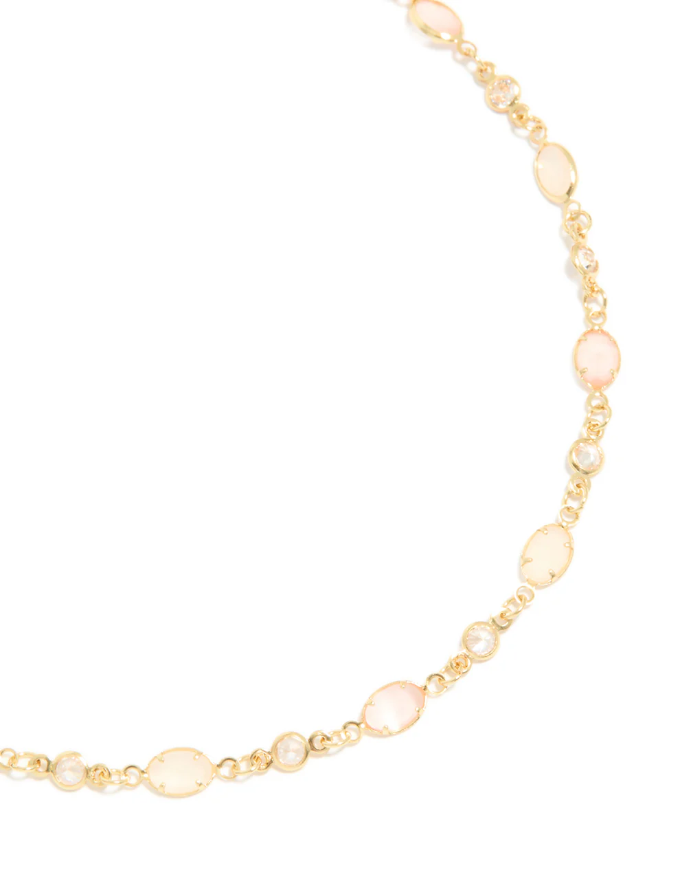 Gold Plated Pink Oval Cubic Zirconia Necklace - Image 2