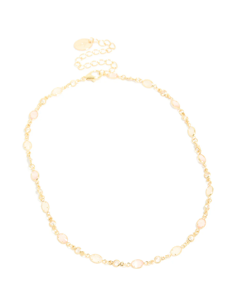 Gold Plated Pink Oval Cubic Zirconia Necklace - Image 4