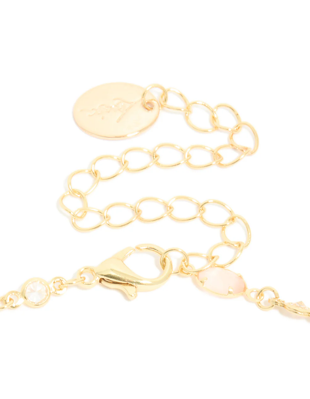 Gold Plated Pink Oval Cubic Zirconia Necklace - Image 5