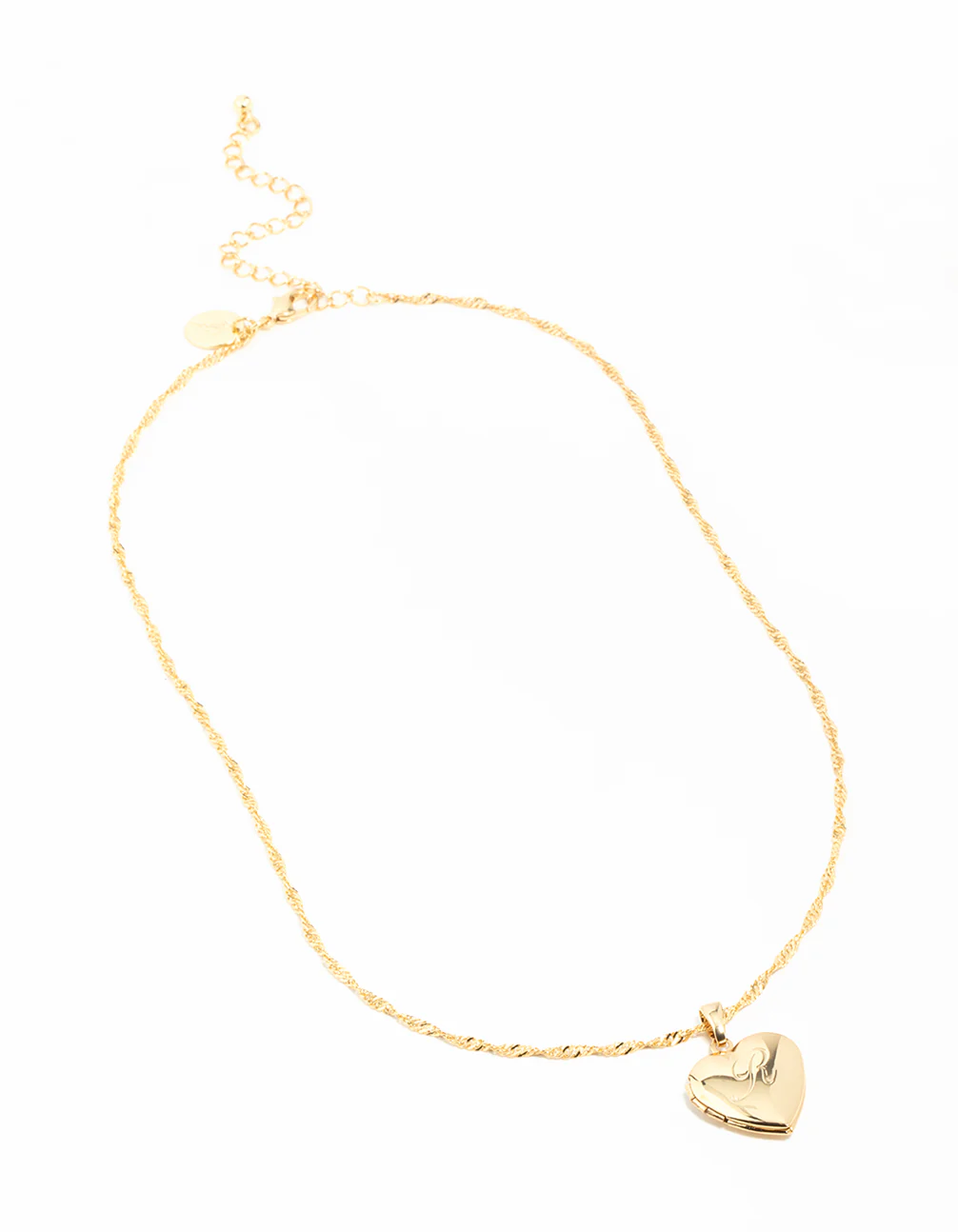Gold Plated R Heart Locket Necklace - Image 2