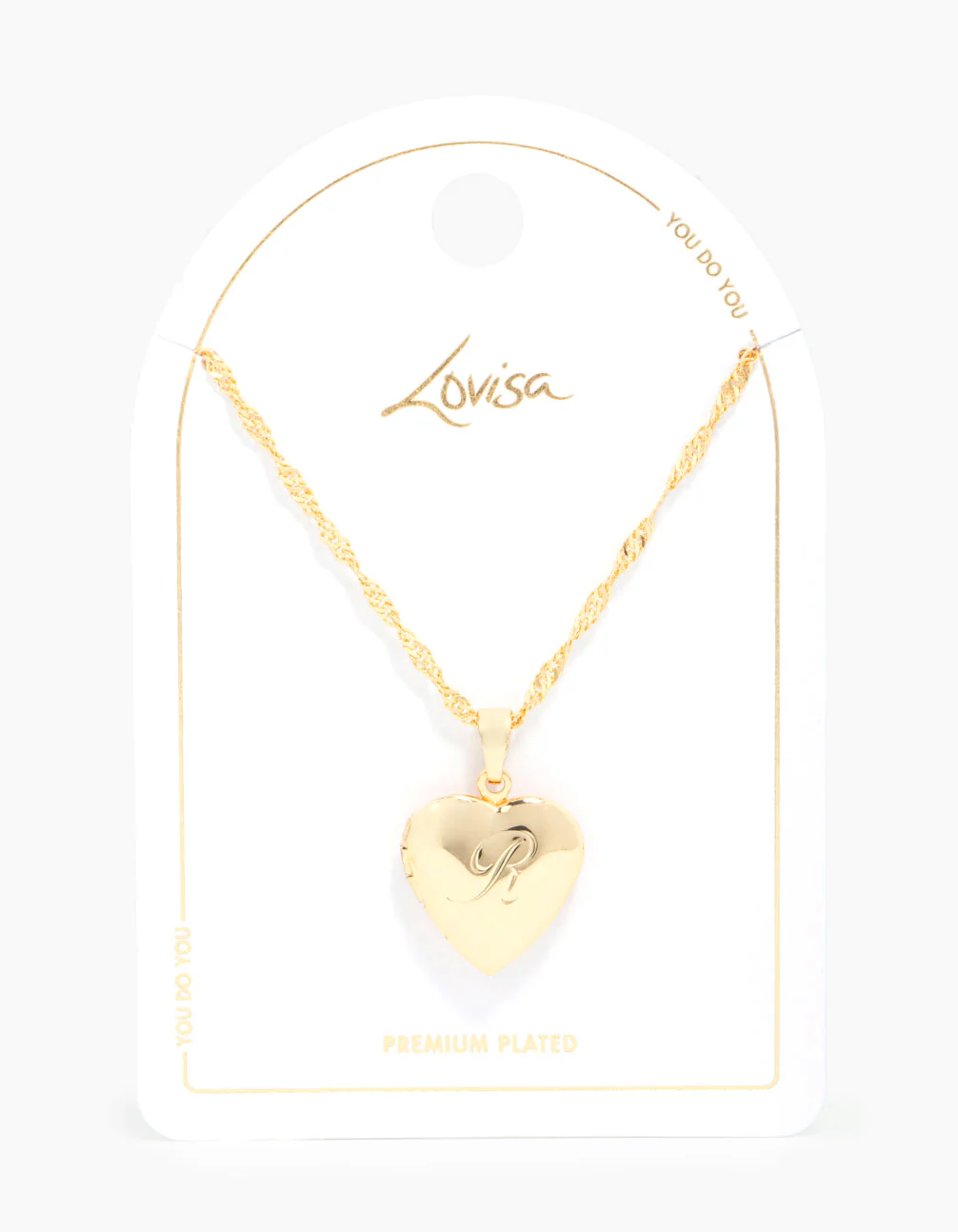 Gold Plated R Heart Locket Necklace - Image 3