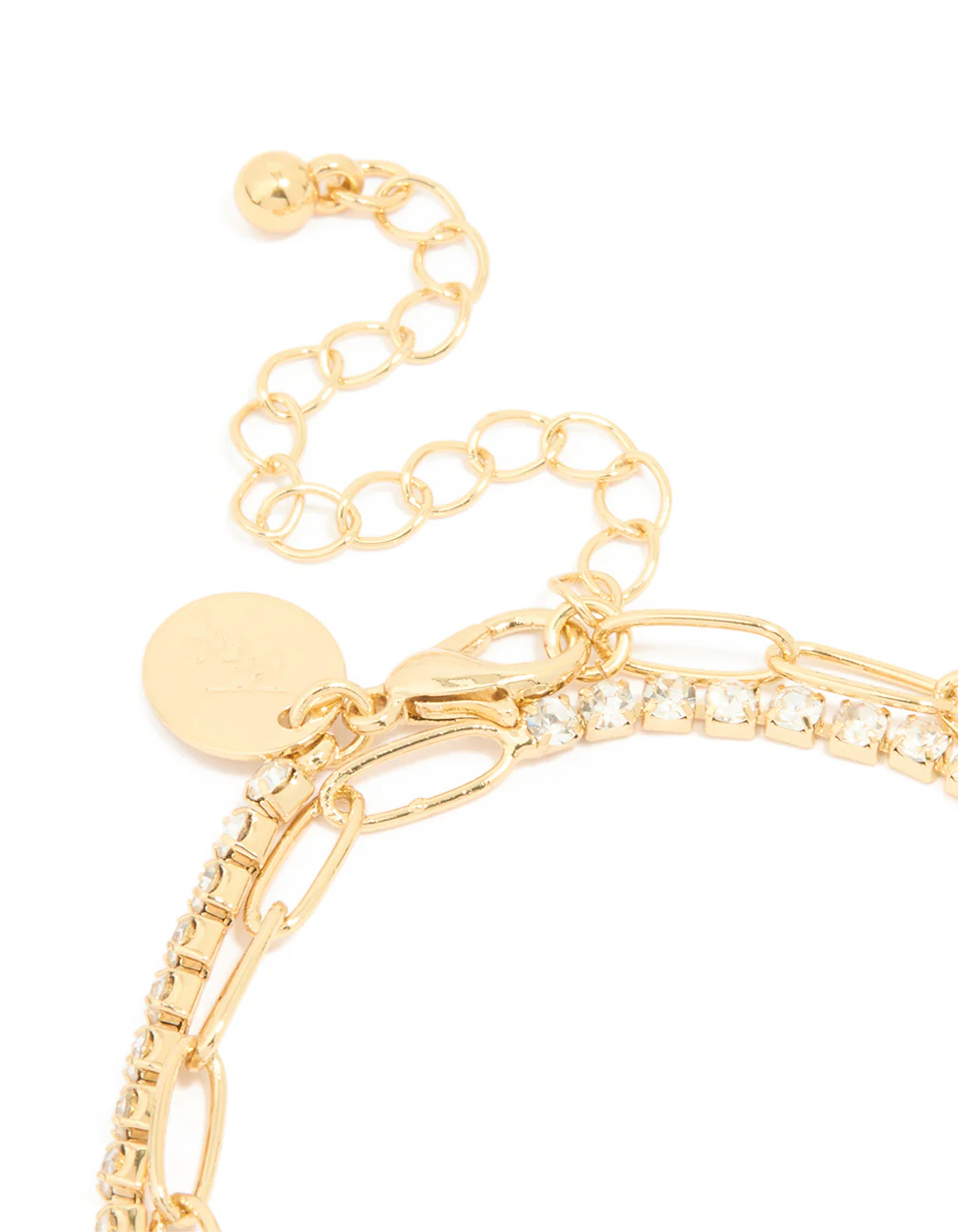 Gold Plated Rectangle Open Link Cubic Zirconia Bracelet - Image 3