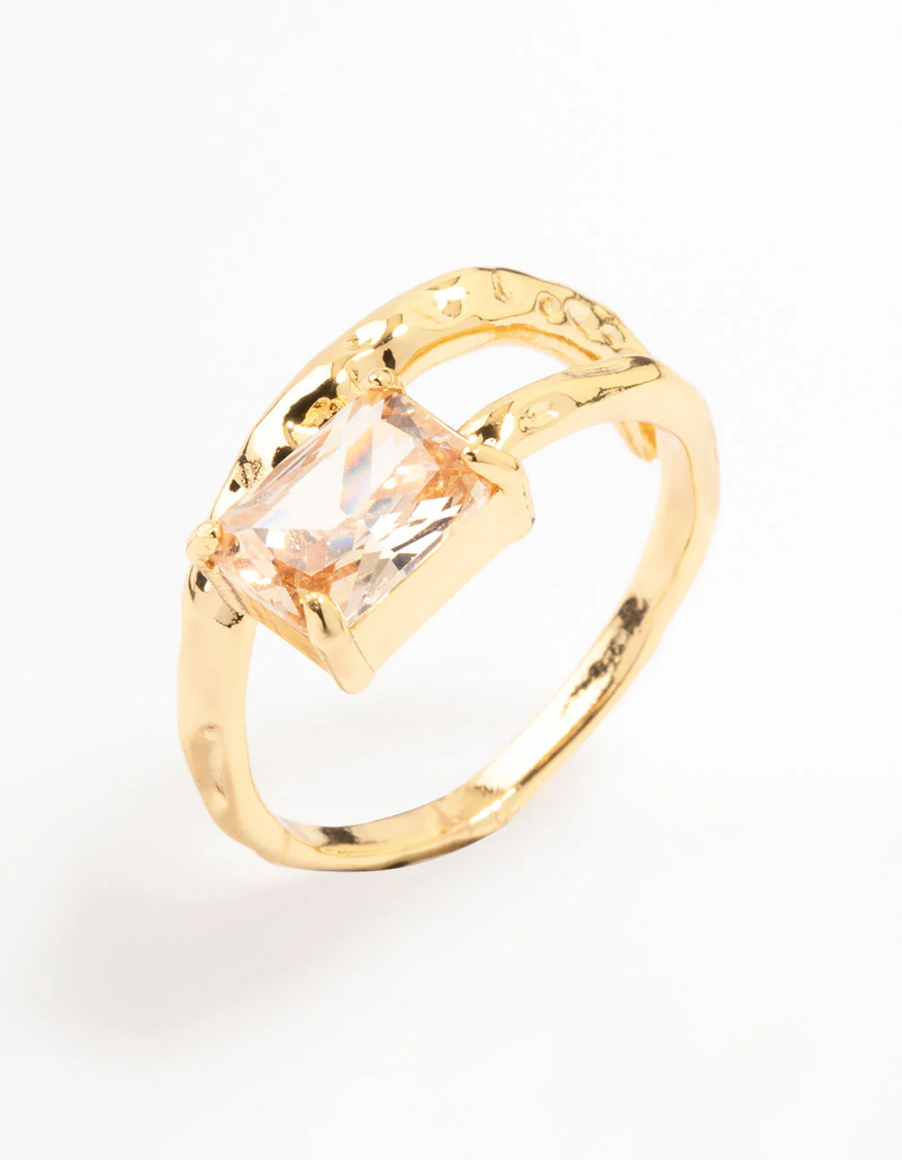 Gold Plated Rectangular Fine Wrapped Ring - Image 2