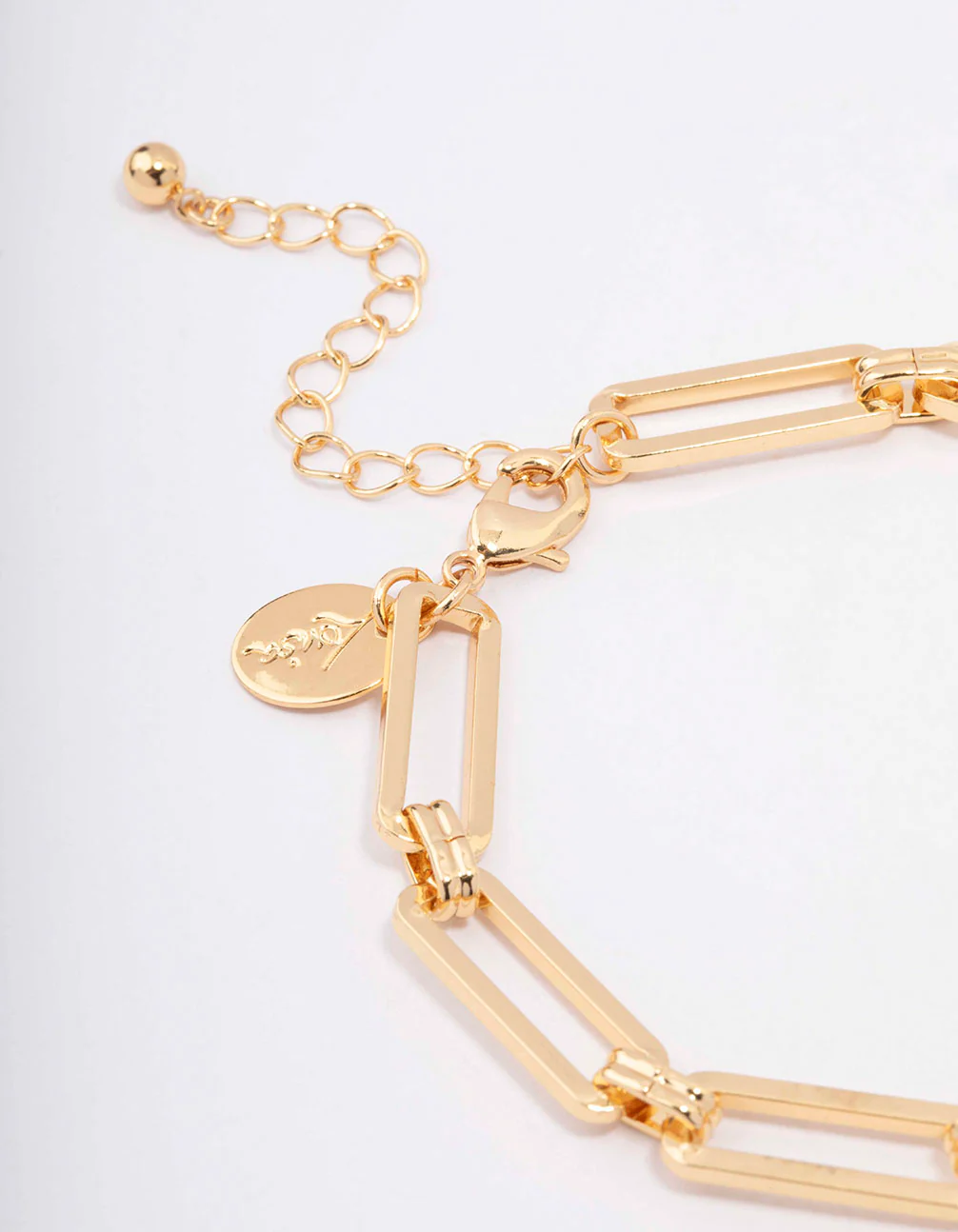 Gold Plated Brass Rectangular Link Bracelet - Image 3