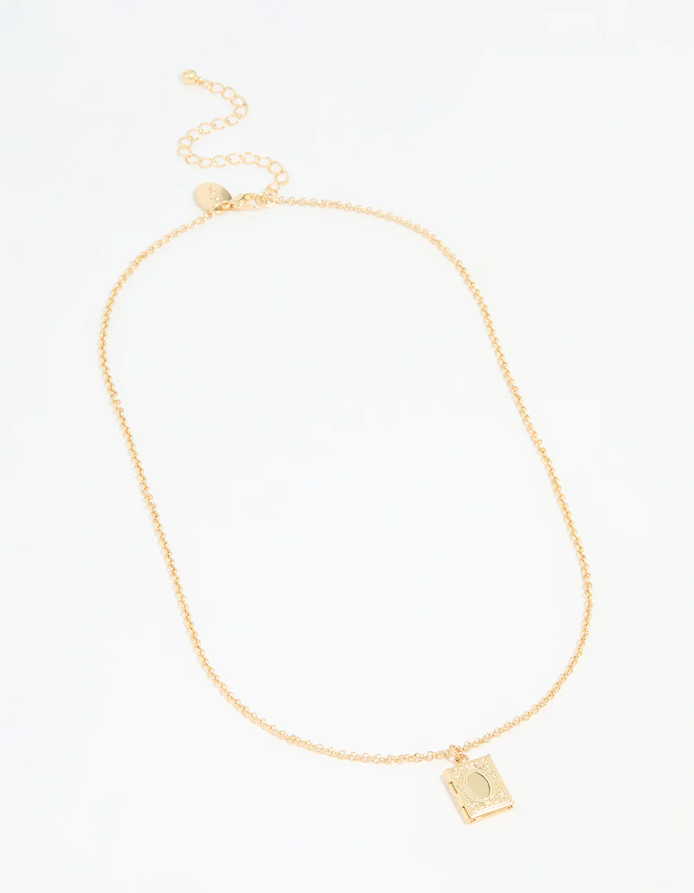 Gold Plated Rectangular Locket Pendant Necklace - Image 4