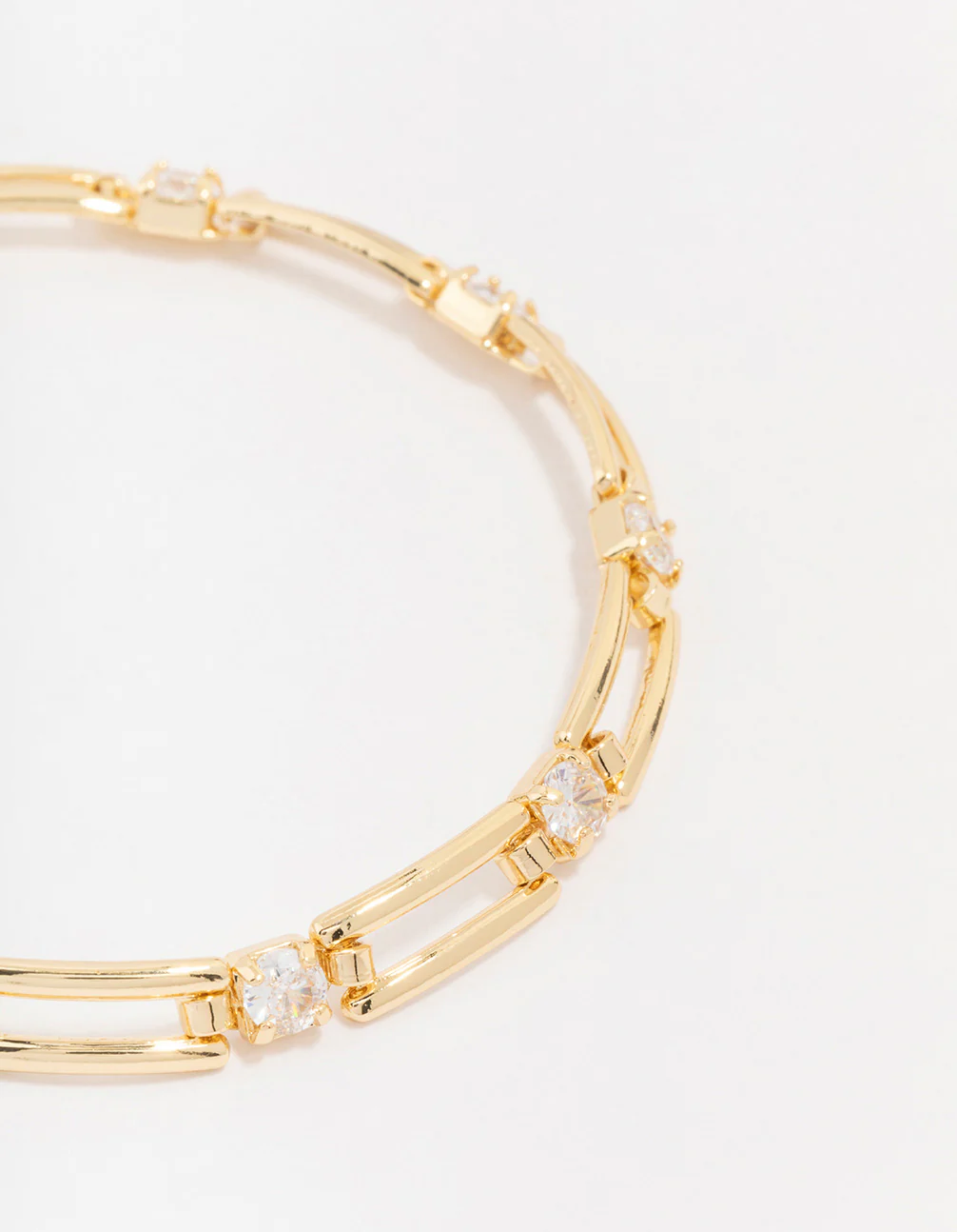 Gold Plated Brass Rectangular Square Cubic Zirconia Bracelet - Image 2