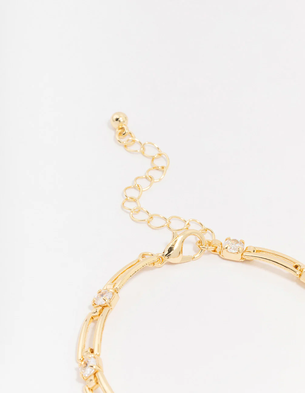 Gold Plated Brass Rectangular Square Cubic Zirconia Bracelet - Image 3