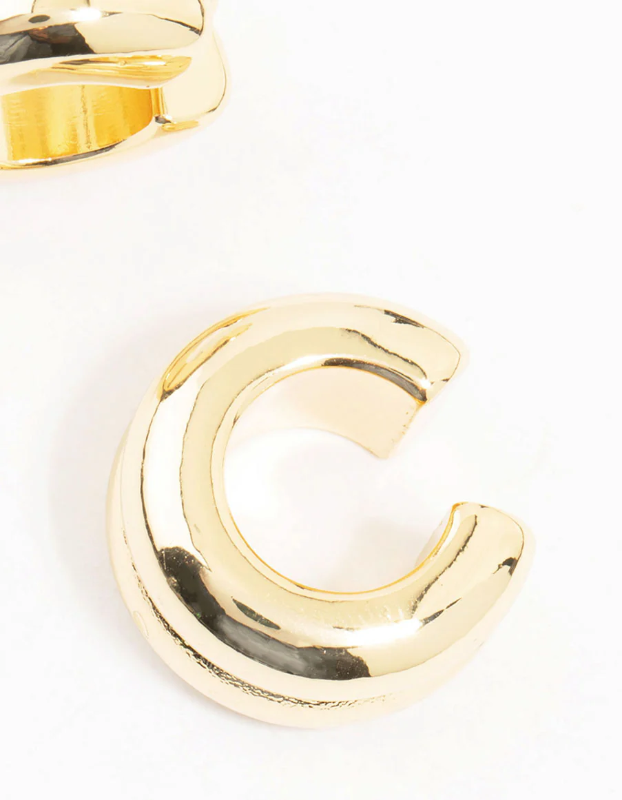 Gold Plated Ribbed Ear Cuffs - Image 3