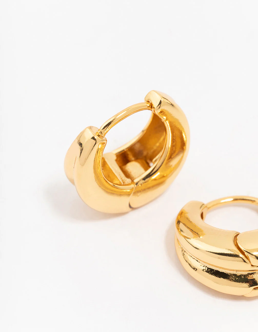 Gold Plated Brass Ribbed Hoop Earrings - Image 2