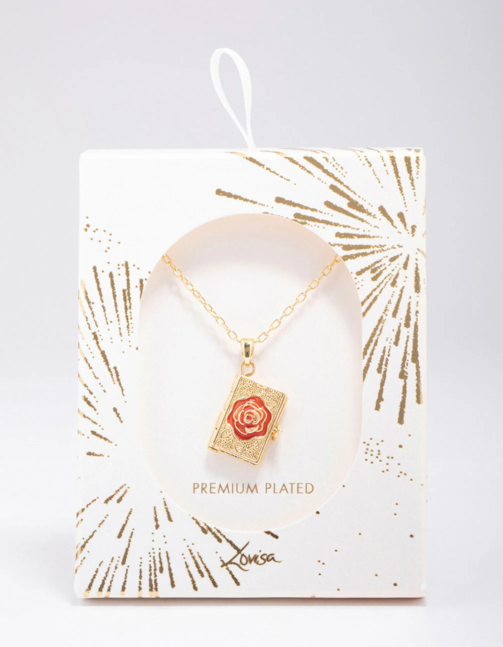 Gold Plated Rose Locket Pendant Necklace - Image 2