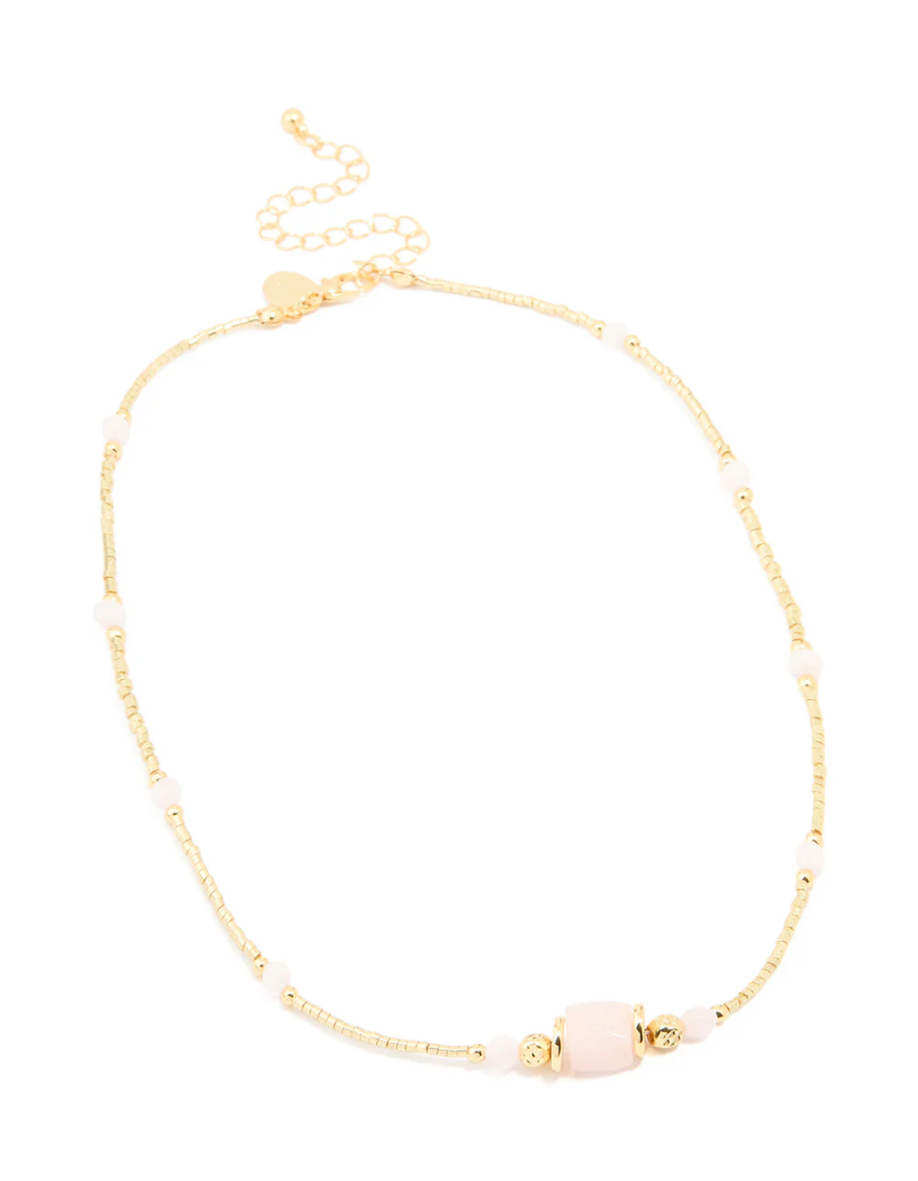 Gold Plated Rose Quartz & Bead Necklace - Image 4