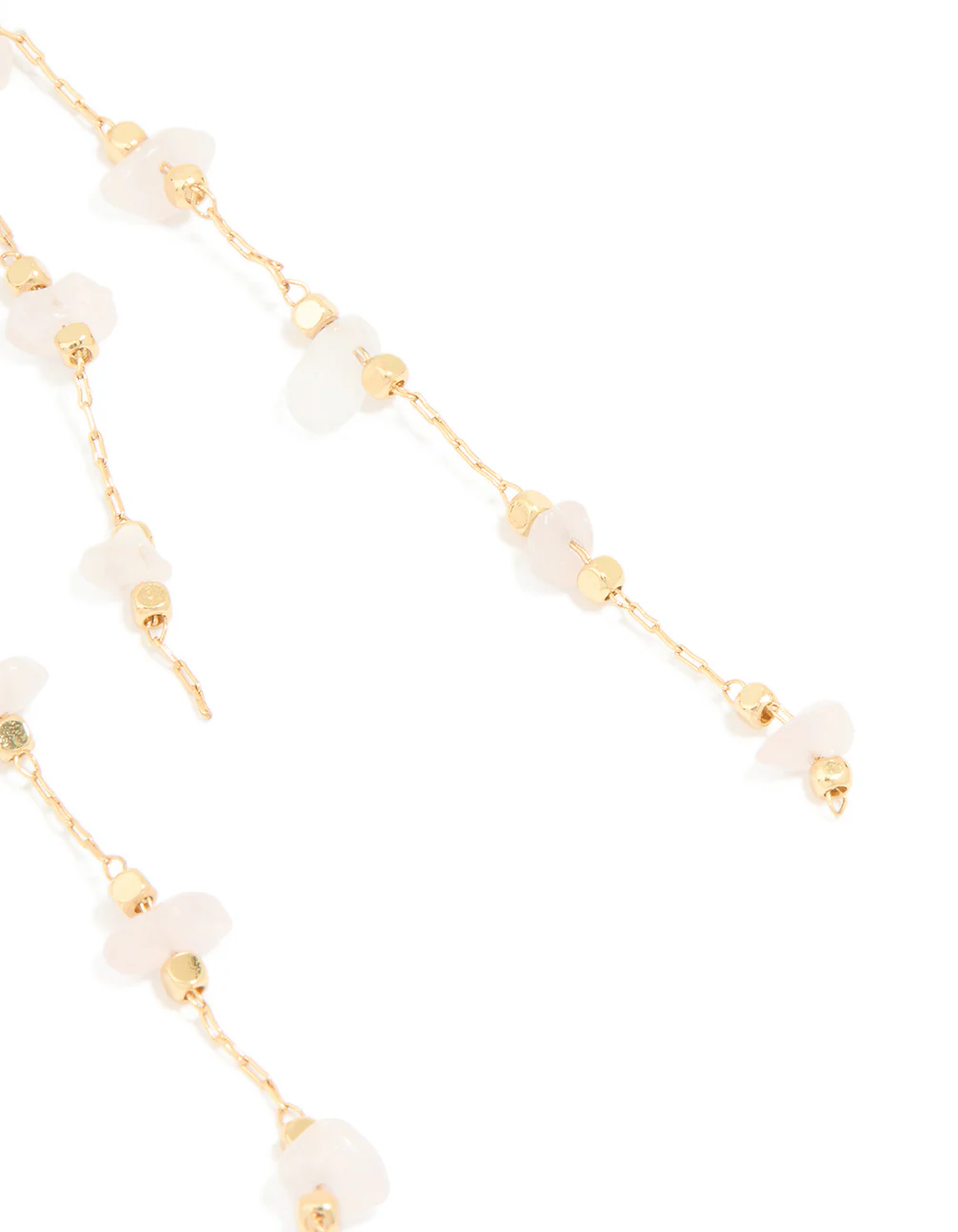 Gold Plated Rose Quartz Layered Drop Earrings - Image 5