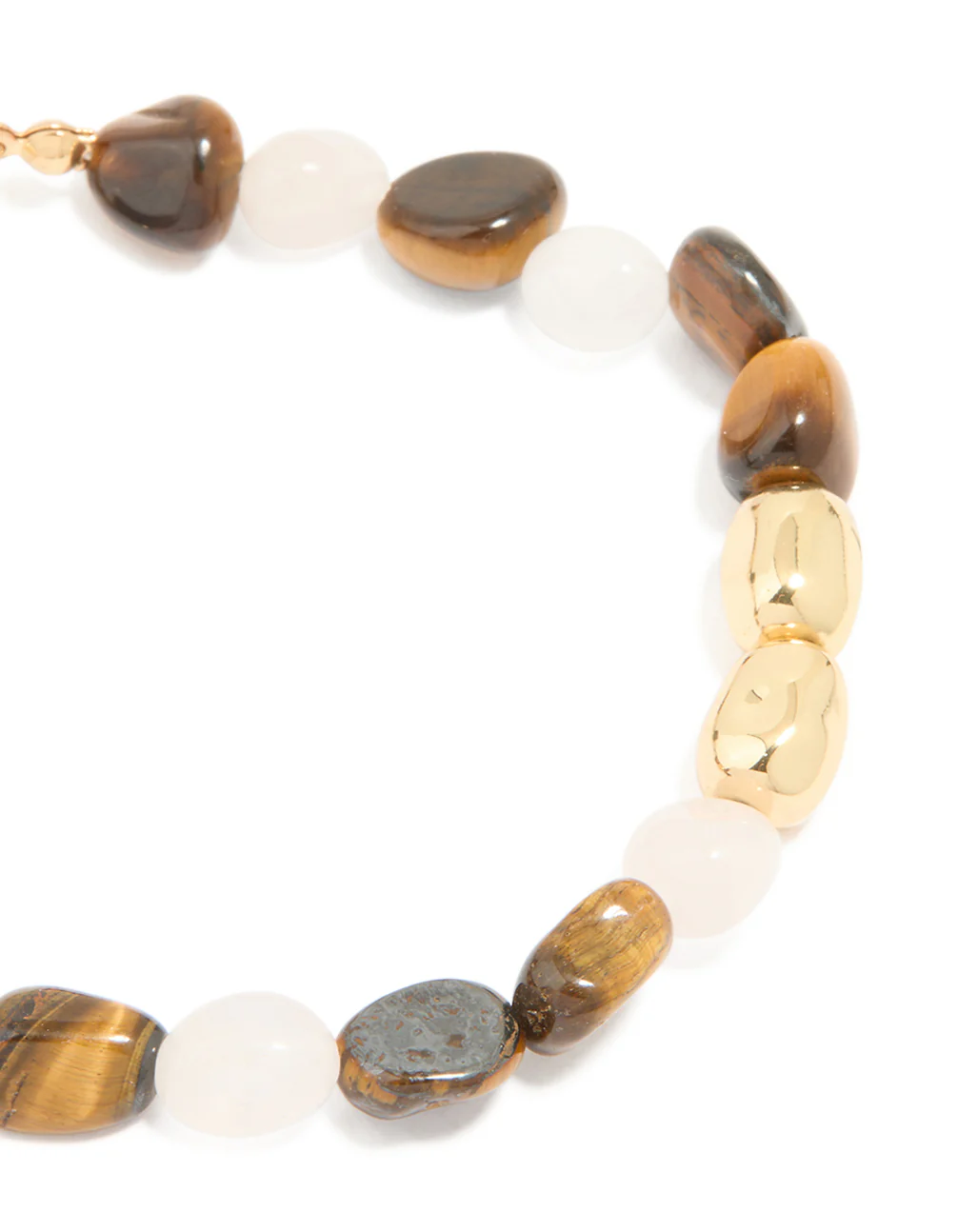 Gold Plated Rose Quartz & Tigers Eye Bracelet - Image 2