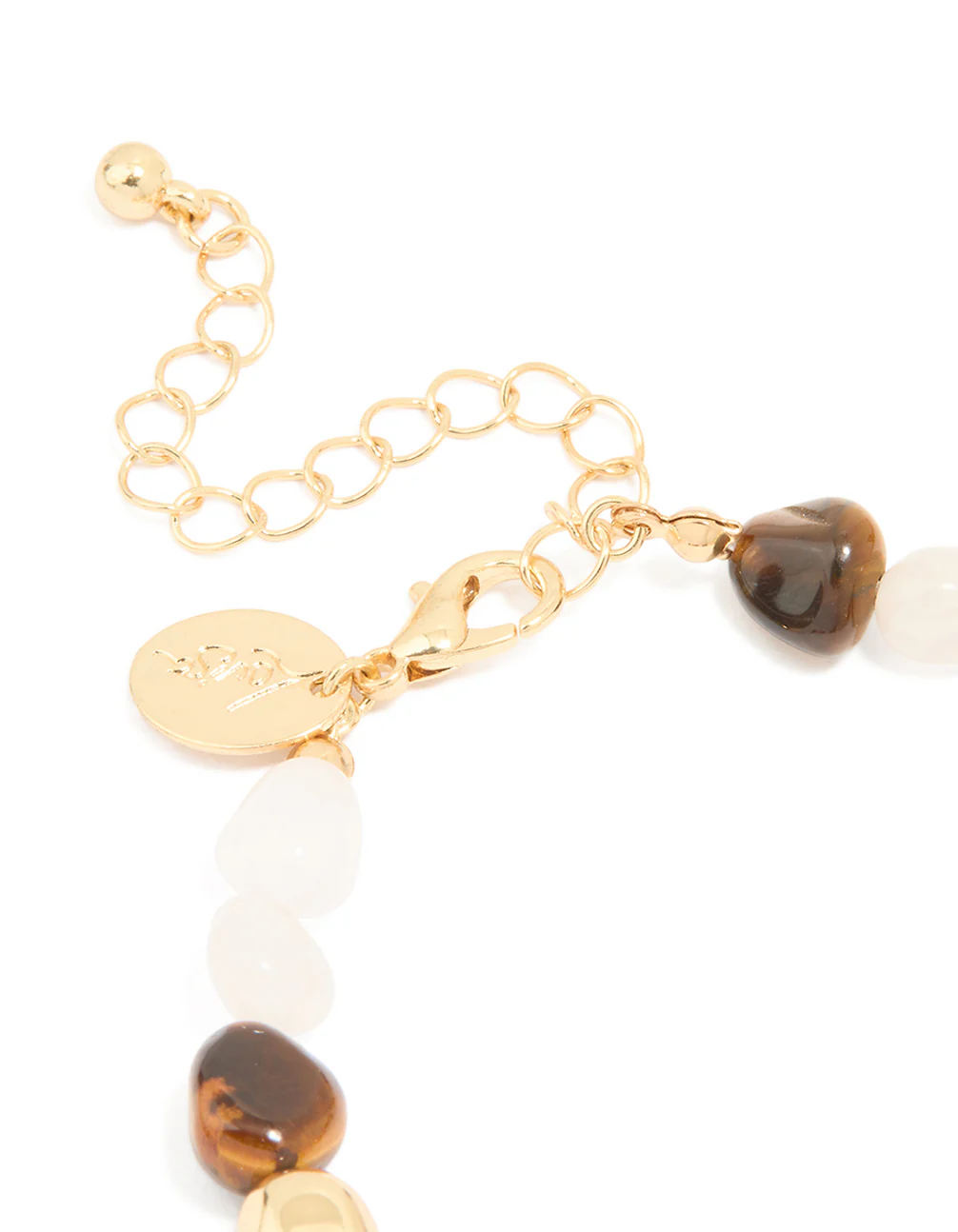 Gold Plated Rose Quartz & Tigers Eye Bracelet - Image 3