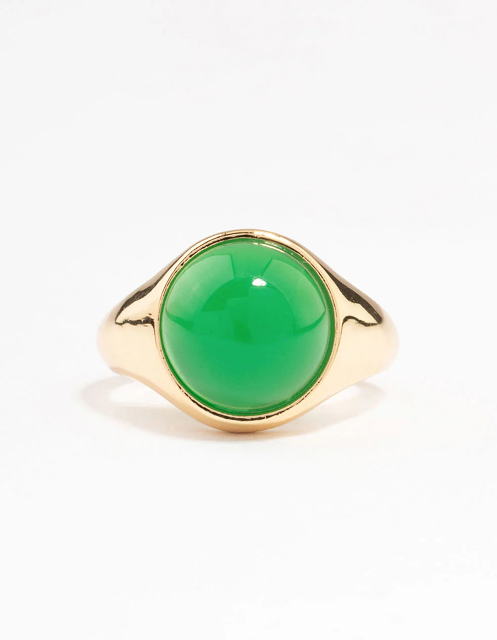 Gold Plated Round Green Statement Stone Ring - Image 5