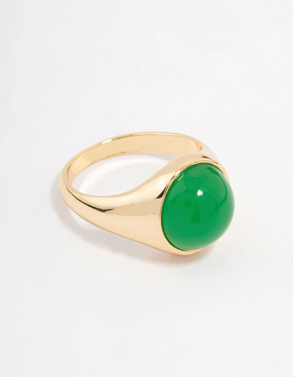 Gold Plated Round Green Statement Stone Ring - Image 6