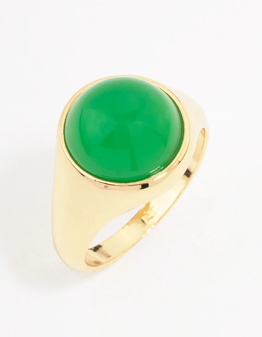 Gold Plated Round Green Statement Stone Ring - Image 7